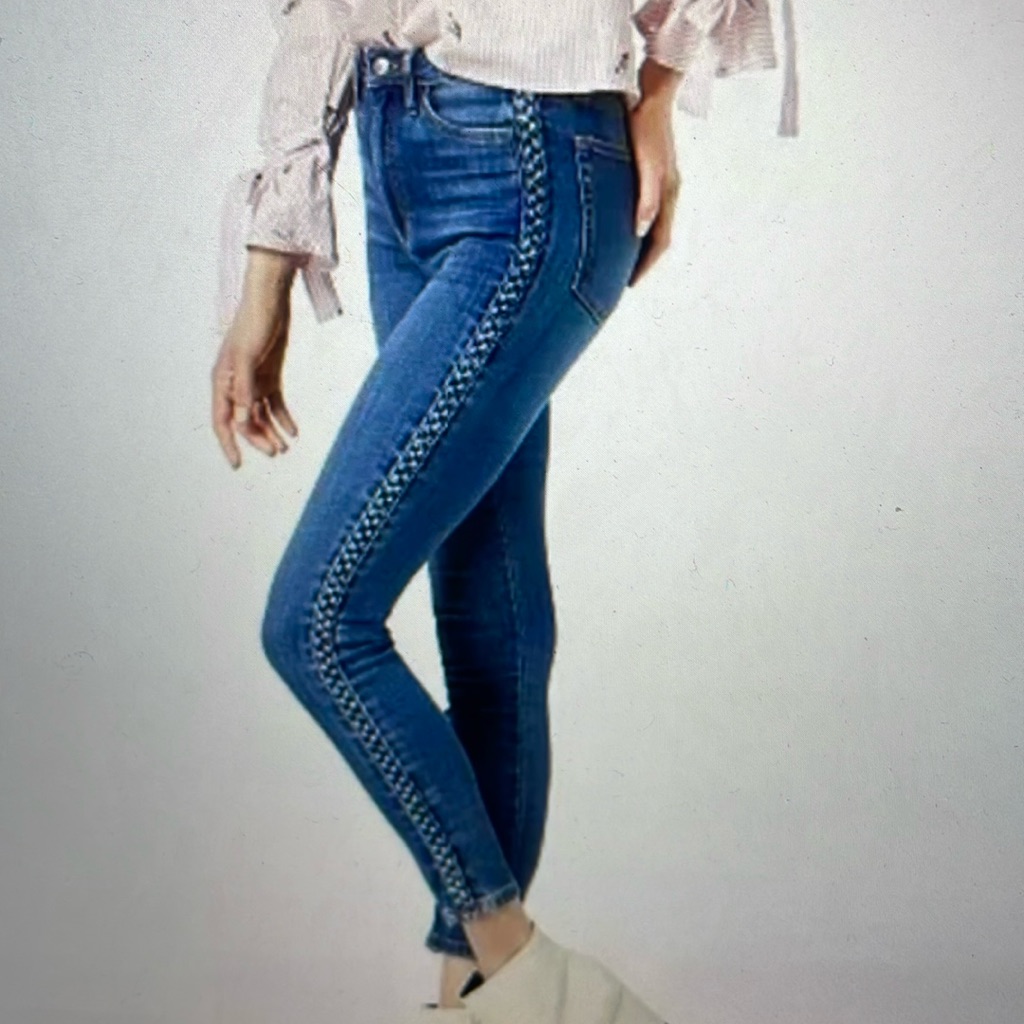 Joes Jeans Charlie High Rise Ankle Skinny Jean With Braided Trim Sz 26